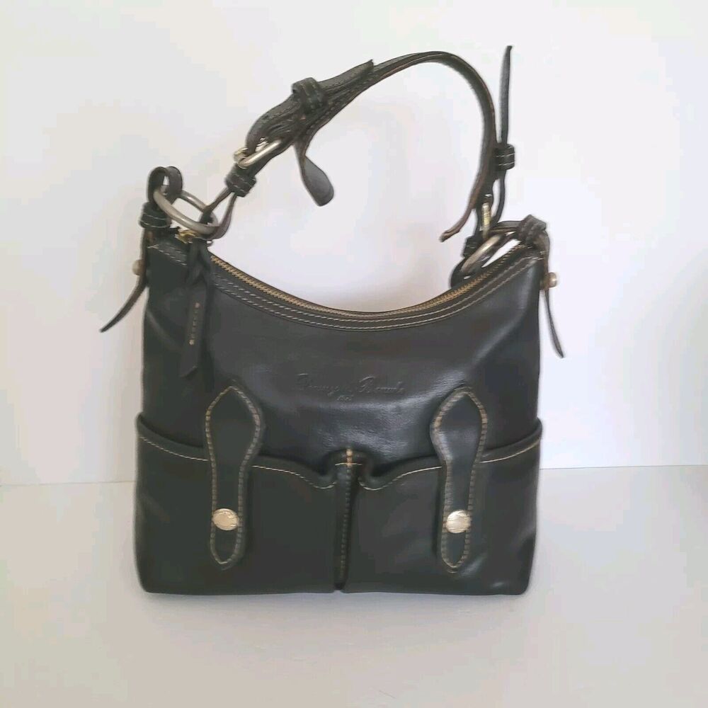 DOONEY & BOURKE Shoulder Bag Black Florentine Leather Medium Heavy Duty Fair